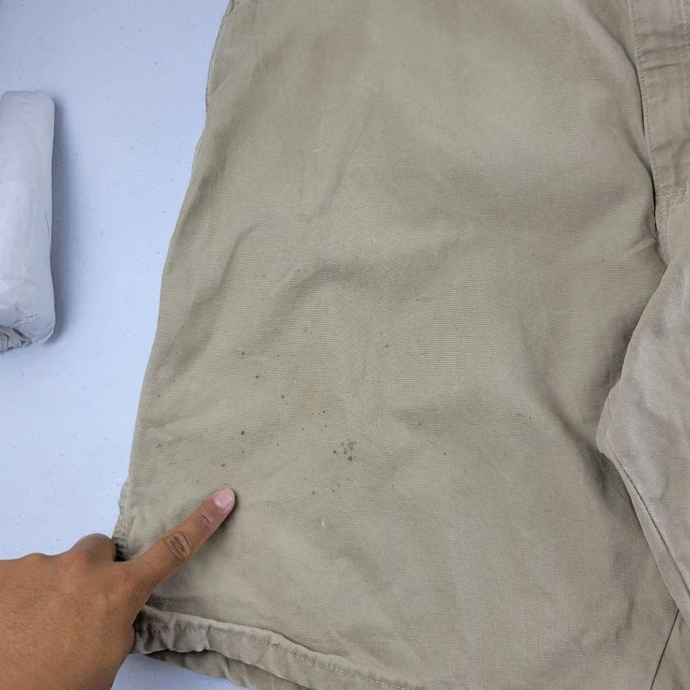 Wrangler Utility Carpenter Cargo Shorts 6 Pocket Khaki Canvas Cotton 40 Mens
